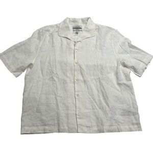 COS Regular Fit Recycled Linen Button Up Shirt in White